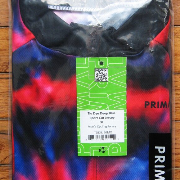 NWT Primal Tie Dye Deep Blue Men's Sport Cut Cycling Jersey XL - Picture 3 of 3